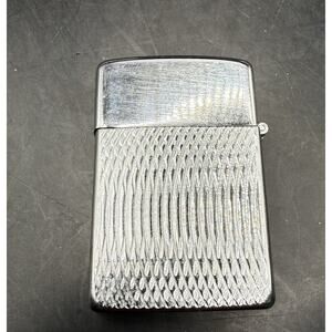 Champ Austria Chrome Petrol Lighter Guilloché Pattern U.S. Pat 2809511 Vintage